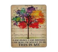 Rubber Mouse Pad, Tree I Am Brave I Am Bruised This is Me Mousepads Professional Keyboard Pad 25X30cm for Work Typing Gamer