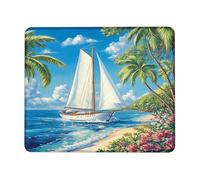 Rubber Mouse Pad, Tropical Sailboat Bright Blue Ocean Landscape Mouse Mat Modern Desk Mats 25X30cm for Computer Laptop PC