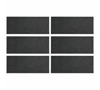 Rubber pavement stone, black, 60.5 x 25 x 2 cm, weatherproof, non-slip, frost-proof for garden paths, patio, balcony, yard with natural look and easy care, pack of 6