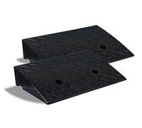 Rubber Portable Kerb Ramp For 4" (100mm) Kerbs and Rises With Anti Slip Grip and Fixing Points For Use with Cars, Wheelchairs, Mobility Scooters and Wheelie Bin, Black, set of 2