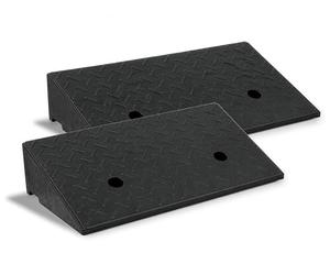 Rubber Portable Kerb Ramp For 4" (100mm) Kerbs and Rises With Anti Slip Grip and Fixing Points For Use with Cars, Wheelchairs, Mobility Scooters and Wheelie Bin, Black, set of 2