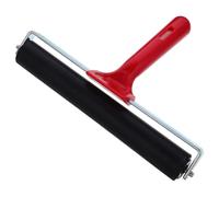 Rubber Printmaking Roller with Curved Handle for Block Printing and Glue | Red Elastic Surface, ABS and Metal Construction, Precise Ink Transfer, Uniform Coating, Bubble-Free Marine Flooring Treatment
