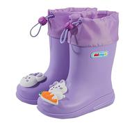 Rubber Rain Shoes Kids Drawstring Shoes Short Rain Boots For Kids Go To School Ankle Rainboot Slip On Garden Boot Rubber Shoes Rain Boots For Kids 2-11 Years (Purple, 170)