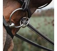 Rubber reins for horse with 7 leather stops, ring closure, without collar Dy'on