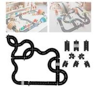Rubber Road Puzzle Track Set, Flexible Expressway Circuit Toy, Waterproof Modular Assembly Car Highway Tracks, 64 Pieces for Indoor & Outdoor Play