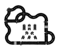 Rubber Road Puzzle Track Set, Flexible Expressway Circuit Toy, Waterproof Modular Assembly Car Highway Tracks, 64 Pieces for Indoor & Outdoor Play