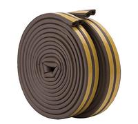 Rubber Seal Weather Strip Foam Tape, Feelava D Type 10 m Doors Windows Draught Excluder Seal Strips Anti-Collision Self-Adhesive Weatherstrip Water-proofing Sound-proofing - 2 Roll/Total 10m (Brown)