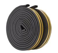 Rubber Seal Weather Strip Foam Tape, Feelava D Type 10 m Doors Windows Draught Excluder Seal Strips Anti-Collision Self-Adhesive Weatherstrip Water-proofing Sound-proofing - 2 Roll/Total 10m (Black)