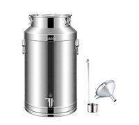 Rubber Sealing Strip Seal Milk Heavy Duty Milk Can 304 Stainless Steel Farm Milk Bucket Wine Pail Liquid Storage Transport Tank with Spigot, Funnel, Wine Spoon(35L)