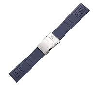 Rubber silicone Watch band 22mm 24mm Watchbands For Breitling navitimer avenger folding buckle strap (Color : Black, Size : 24mm)