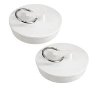 Rubber Sink Stopper, 2 Pcs 1-3/4 Inch Sink Drain Plug White Bath Plug Stopper for Tub with Hanging Ring Universal Bathtub Plug Drain Stopper for Kitchen Bathroom Shower Laundry