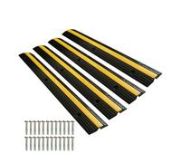 Rubber Speed Bump - 2 Pack Single Channel Cable Ramps, Anti-Slip Driveway Hose Protector for Parking Lots, Heavy-Duty Vehicle Safety Ramps, Durable Roadway Traffic Control