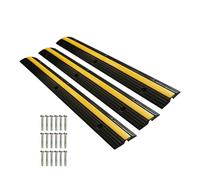 Rubber Speed Bump - 2 Pack Single Channel Cable Ramps, Anti-Slip Driveway Hose Protector for Parking Lots, Heavy-Duty Vehicle Safety Ramps, Durable Roadway Traffic Control