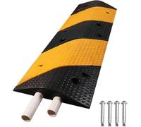 Rubber Speed Bump & Cable Protector Ramp For Roads, Parking Lots & Concrete - Heavy-duty With 4 Screws For Enhanced Stability & Safety Black Yellow 2 Channel