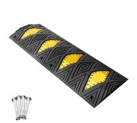 Rubber Speed Bumps Car Ramp, 39in Heavy Duty Speed Hump can be Spliced High Visibility, Driveway Ramp Bolt-Down Suitable Speed Limit Buffer Zone