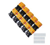 Rubber Speed Bumps with Reflective Strips - Anti-Skid Road Safety Barriers for Gravel & Asphalt (4 Pack) - Durable Traffic Control Solutions