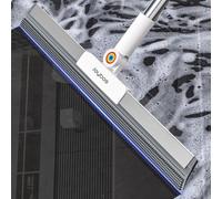 Rubber Squeegee Broom for Floor,Upgrade 62" Long Handle Window Squeegee, 2 Cleaning Cloths, Silicone Pet Hair Remover,Magic Broom Removes Water Spots, Stains, Grease, and Hair from Glass Surfaces.
