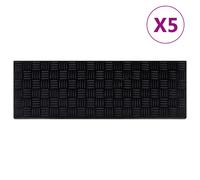 Rubber Stair Treads 5pc Black 25x75cm Non-Slip 4mm Thick Durable Indoor/Outdoor