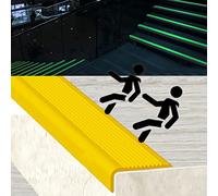 Rubber Stair Treads Glow in The Dark - Anti-Slip Vinyl Stair Edge Protector for Indoor and Outdoor Steps, 1.5x4cm, Easy to Apply Glow Grip Tape