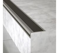 Rubber Stair Treads Pvc Stair Edge Non Slip Protector Strips Step Edge Trim Self-Adhesive Stair Step Edge Trim Wood Grain Stair Rail Edge Trim For Indoor And Outdoor Steps Corners ( Color : Black gray