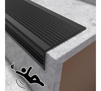 Rubber Stair Treads Vinyl Stair Nosing Stair Edging Stair Nosing Edge Trim Strips L Shape Nose Nosing Trim PVC Stair Edge Non-Slip Protector Rubber Corner Guard Strip for Indoor and Outdoor Stair Step