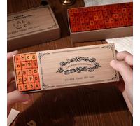 Rubber Stamp Letters Alphabets, 70 pcs Alphabet Mini Stamps for Pottery Vintage Wooden Number and Letter Symbol for Clay Crafts, Card Making, Painting (Font A)