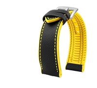 Rubber Strap 19mm 20mm 21mm 22mm 23mm 24mm Rubber Watch Band Compatible With Casio Bracelet Men Women(Black yellow-silver,20mm-width)