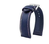Rubber Strap 19mm 20mm 21mm 22mm 23mm 24mm Rubber Watch Band Compatible With Casio Bracelet Men Women(Blue white-silver,24mm-width)