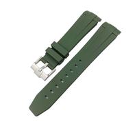 Rubber Strap Suitable Compatible With Longines Conquest L3742/L3781 Diving L3782/L3783 Mechanical Men's 21mm Watchband Bracelet(Green-silver)