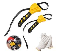 Rubber Strap Wrench Set, 2PCS Filter Wrench with Gloves, Oil Filter Strap 480 580mm In Length Reinforced Heavy Duty Rubber Belt With Gloves for Pipe Plumbers Oil Filter Water Filter Jar Opener