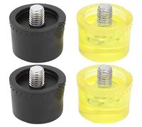 Rubber Striking Head Hammer Tips Set | M10x1 Thread for Mallet Accessories | 2 Yellow & 2 Black Replacement Heads | Non - Marring, Scratch - Striking (Φ35mm)