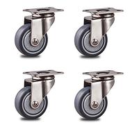 Rubber Swivel Casters M10×25mm with Brake 2U2033 Plate Wheels for Carts & DIY Tools Ideal for Furniture & Heavy Loads