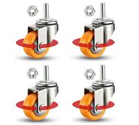 Rubber Swivel Casters with Threaded Stem Silent Rolling Wheels Includes Bolts & Nuts Perfect for Workbench Carts - Set of 4 (4nobrakes M8)