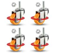 Rubber Swivel Casters with Threaded Stem Silent Rolling Wheels Includes Bolts & Nuts Perfect for Workbench Carts - Set of 4 (4nobrakes M10)