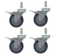 Rubber Swivel Castor Wheel,Replacement Castors,Furniture Caster,Universal 360 Degree Rotating,Caster Wheels with Brake Lock,M10/M12 Threaded Rod,4 Pcs (M12,Brake) (Color : Brake, Size : M10) (Swivel