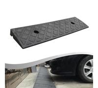 Rubber Threshold Ramp 500X130mm, Heavy-Duty PE Non-Slip Curb Ramp For Cars/Wheelchairs/Scooters, 30Mm Height Black Grid Design, Weatherproof Transition Ramp For Doorways/Garages(Black)