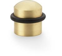 Rubber Tip Dome Top Floor Mounted Doorstop - Satin Brass 39mm Dia Round Door