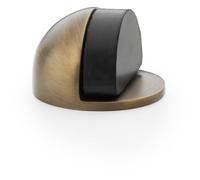 Rubber Tip Floor Mounted Oval Doorstop 44 x 28mm Antique Brass Half Moon Stopper