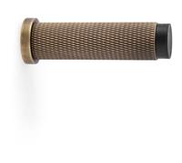 Rubber Tip Knurled Wall Mounted Doorstop - Antique Brass 75mm Cylinder Rose Door