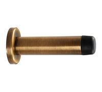 Rubber Tipped Doorstop Cylinder with Rose Wall Mounted 70mm Antique Brass