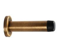Rubber Tipped Doorstop Cylinder With Rose Wall Mounted 70mm Antique Brass