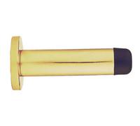 Loops Rubber Tipped Doorstop Cylinder with Rose Wall Mounted 70mm Polished Brass in Metallics Loops Metallics