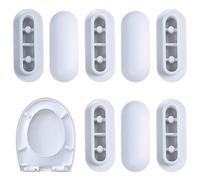 Rubber Toilet Seat Buffers, 8 Pcs White Push-in Bumpers for D Shape and Most Toilet Seat Models