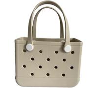 Rubber Tote Bag Lightweight Beach Bags Waterproof Outdoor Tote Bag Portable Open Handbag for Sports Beach Boat Outdoor (Khaki)