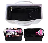 Rubber Tote Organizer Insert Fit for Original Bogg Bag, Black Felt Divider with Water Bottle Holder Compatible with Stanley Cup for Bogg Accessories, Silicone Beach Tote Inserts Gifts for Women Large