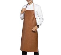 Rubber Vinyl Apron Brown, Waterproof Heavy Duty Industrial Chemical Work Apron 35" for Men & Women Dishwashing, Butcher