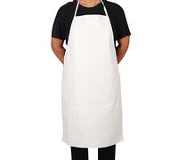 Rubber Vinyl Apron White, Waterproof Heavy Duty Industrial Chemical Work Apron 35" for Men & Women Dishwashing, Butcher