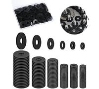 Rubber Washers 120PCS Rubber Washers Assorted, Tap Washer Buffering Shockproof High Temperature Resistant for Household Appliances Faucets Screws Bolts (Black 6 Sizes)