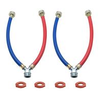 Rubber Washing Machine Y Mixer Hose Connector, Hot and Cold Color Coded, 3/4" Fittings, 1 ft (12") Length 2PACK