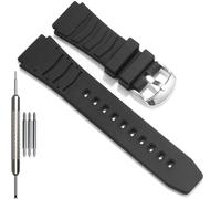 Rubber Watch Band Compatible with Casio PRG-80 PAG-80 PRW-1000 PRW-1100 Men's 20mm Strap Replacement Bracelet (Black strap Steel buckle)